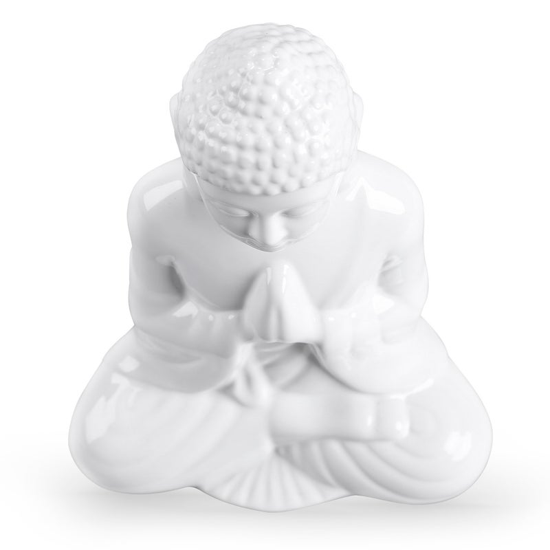 FORLONG Ceramic Praying Buddha Figurine, Serene Medium Statue ï¼ˆ8 Inches Tallï¼ŒWhiteï¼‰ - Image 5
